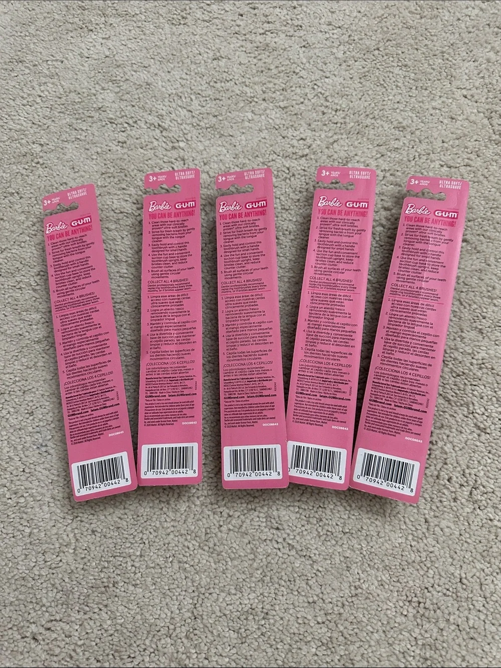 Barbie Kids Toothbrushes Pack - Pink - Bundle of 5